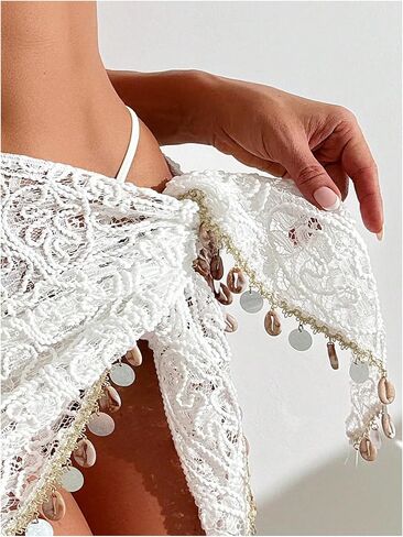 GORGLITTER Women's Lace Sarong Wraps Beach Cover Up Skirt Sheer Tie Side Swimsuit Coverups in Saudi Arabia