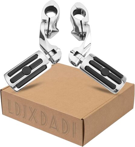 1.25" Highway Footpegs, Adjustable Footrest Mounting P-Clamps Compatible with Harley Sportster Touring Softail Dyna Honda Kawasaki Suzuki Yamaha with 1-1/4" Engine Guard（Chrome） in Kuwait