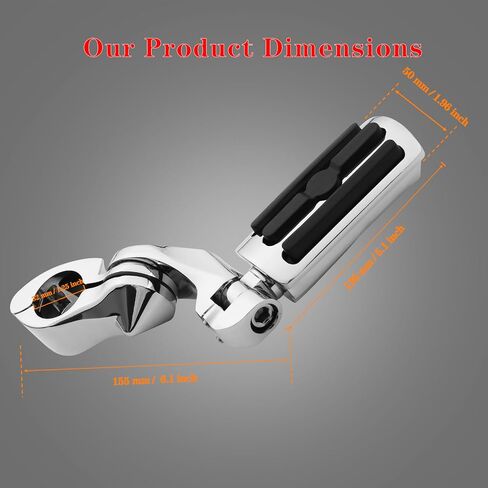 1.25" Highway Footpegs, Adjustable Footrest Mounting P-Clamps Compatible with Harley Sportster Touring Softail Dyna Honda Kawasaki Suzuki Yamaha with 1-1/4" Engine Guard（Chrome） in Kuwait