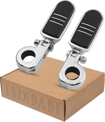 1.25" Highway Footpegs, Adjustable Footrest Mounting P-Clamps Compatible with Harley Sportster Touring Softail Dyna Honda Kawasaki Suzuki Yamaha with 1-1/4" Engine Guard（Chrome） in Kuwait