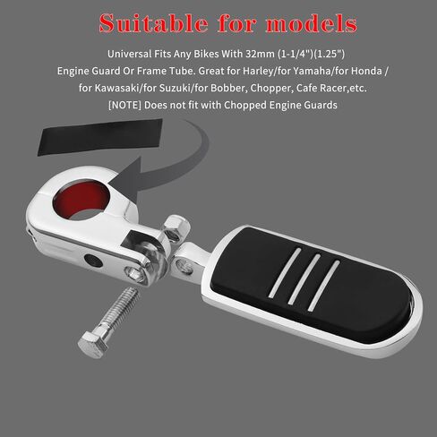 1.25" Highway Footpegs, Adjustable Footrest Mounting P-Clamps Compatible with Harley Sportster Touring Softail Dyna Honda Kawasaki Suzuki Yamaha with 1-1/4" Engine Guard（Chrome） in Kuwait