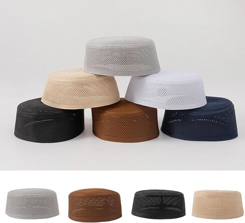 Men Prayer Hat Knitted Arabia Hat Breathable Meshed Kufi Caps Skull Hat Arabia Indian Turban Hat in Kuwait
