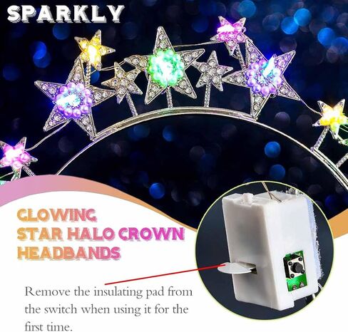 Light Up Stars Halo Crowns LED RINESTONSTS HALO HALO FLUGHED PEARL Star Hairbands Glitter Rave Hair Association for Women (Silver 2 ، One Size) in Kuwait
