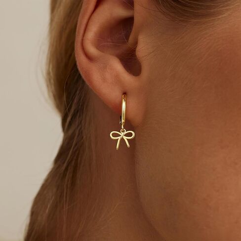 Gold Earrings for Women Girls - Gold Bow Earrings for Women Jewelry Huggie Hoop Stud Earrings Hypoallergenic Cute Cubic Zirconia Pearl Drop Bow Earring Gifts for Girls Wedding Birthday Gifts in Kuwait