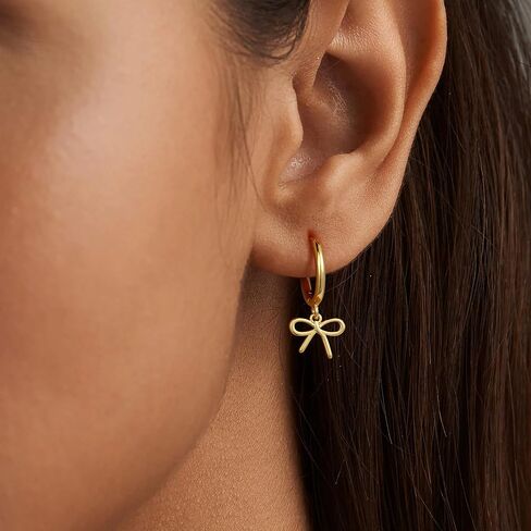 Gold Earrings for Women Girls - Gold Bow Earrings for Women Jewelry Huggie Hoop Stud Earrings Hypoallergenic Cute Cubic Zirconia Pearl Drop Bow Earring Gifts for Girls Wedding Birthday Gifts in Kuwait