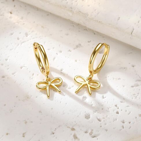Gold Earrings for Women Girls - Gold Bow Earrings for Women Jewelry Huggie Hoop Stud Earrings Hypoallergenic Cute Cubic Zirconia Pearl Drop Bow Earring Gifts for Girls Wedding Birthday Gifts in Kuwait