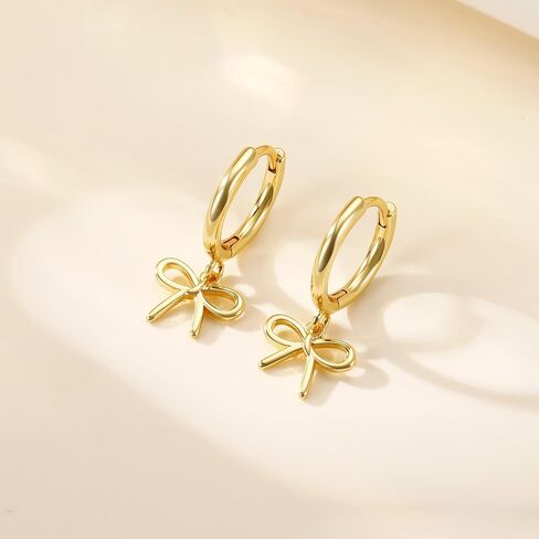 Gold Earrings for Women Girls - Gold Bow Earrings for Women Jewelry Huggie Hoop Stud Earrings Hypoallergenic Cute Cubic Zirconia Pearl Drop Bow Earring Gifts for Girls Wedding Birthday Gifts in Kuwait