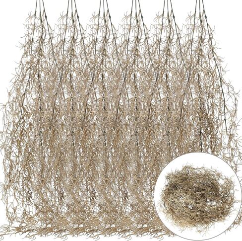 Giegxin 6 Pack Moss الإسبانية 41 "عصارة فو ، نباتات عصارية اصطناعية مصطنعة مزورة من النباتات المعلقة لعمليات إكليل معلقة مصطنعة للهالوين في الهواء الطلق (بني) in Kuwait