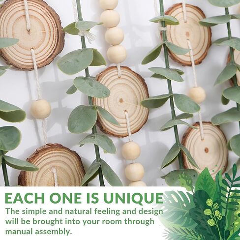 Bathroom Decor Artificial Eucalyptus Greenery Hanging Wall Decor Faux Eucalyptus Leaves Hanging Plant with Wooden Stick with Rustic Farmhouse for Bedroom Nursery Boho Home Decorations in Kuwait