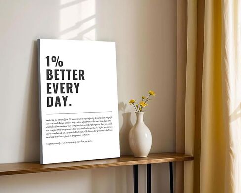 Framed 1% Better Every Day Motivational canvas Wall Art Inspirational Wall decoration pictures Growth Mindset Self Improvement Quote Poster Prints for Office Gym Classroom or Home Décor 12x16in canvas in Saudi Arabia