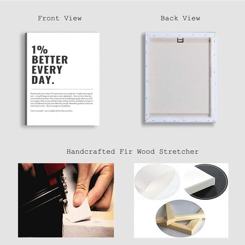 Framed 1% Better Every Day Motivational canvas Wall Art Inspirational Wall decoration pictures Growth Mindset Self Improvement Quote Poster Prints for Office Gym Classroom or Home Décor 12x16in canvas in Saudi Arabia