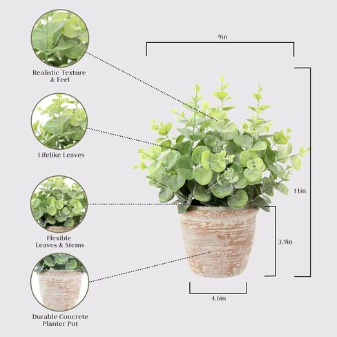 Faux Rosemary Plant & Olive Topiary ، محددات داخلية مصطنعة من 2 ، يعزز التصميم الداخلي ، ويفعل الأوراق التي تشبه الحياة مظهرًا طبيعيًا واقعيًا ، وعاء زارع رمادي مشمل in Kuwait