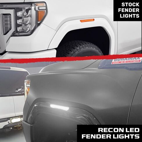 RECON - Fits 20-24 Sierra HD 2500/3500 (4th GEN) Fender Light Lenses (4-Piece Set) White/Amber LED with Smoked/Clear Lens (WHITE LED, SMOKED LENS) in Saudi Arabia