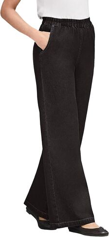 Woman Within Plus Size Petite Perfect Elastic Waist Wide-Leg Denim Jean in Saudi Arabia