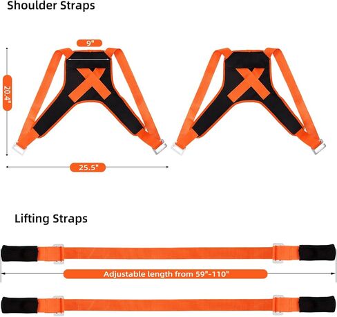 Moving Straps，2-Person Lifting and Moving System for Appliances. Lifting Straps for Heavy Furniture. Shoulder Strap. Easily Move Home Furniture Under 1000 lbs. Like pro Furniture Movers in Kuwait