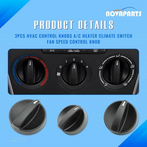 3PCS HVAC Control Knobs A/C Heater Climate Climate Switch Control Control for 2006 2007 2008 Mazda 6 GV2W-61-195 GV3A-61-195 (Black) in Saudi Arabia