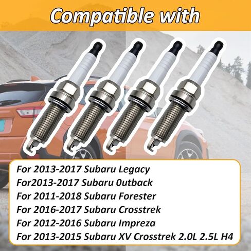 4Pcs Platinum Iridium Spark Plug Fit for 2013-2017 Subaru Legacy 0utback 2011-2018 Subaru Forester Crosstrek 2012-2016 Sub-aru Impreza XV Crosstrek 2.0L 2.5L H4,Replace for SILZKAR7B11 93482 in Saudi Arabia