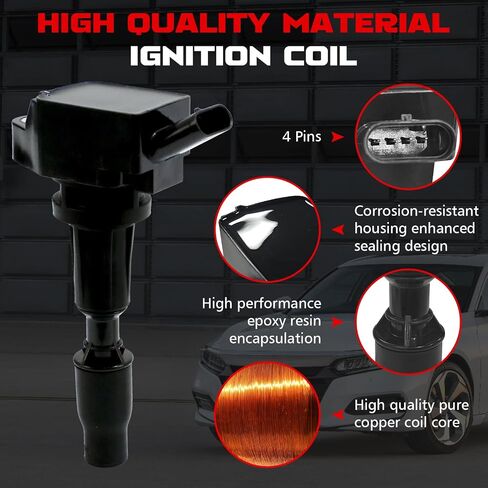 مجموعة UF764 من 4 حزمة ملف الإشعال ومسندات شرارة Iridium متوافقة مع Hyundai Santa Fe ، Fe Sport ، Tucson ، Genesis G70 G80 G90 ، Kia Optima ، Sorento ، Sportage ، استبدال LKR7DIX-11S ، 93175 ، C988 E1264 in Saudi Arabia