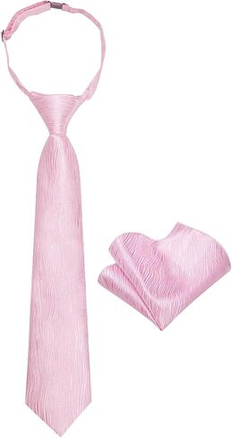 Boys Tie Adjustable Pre-tied Clip on Kids Necktie Set Hanky Ages 8-14 Striped Plaid School Uniforms Graduation in Kuwait