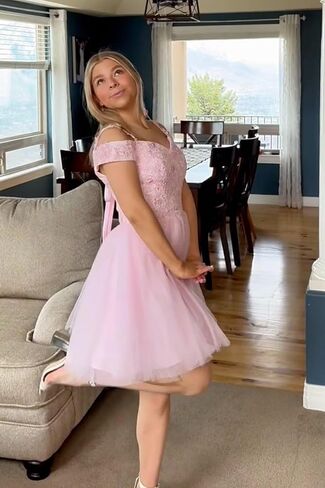 Sparkly Lace Applique Homecoming Dresses for Teens Short A-Line Puffy Glitter Tulle Formal Prom Dress in Saudi Arabia