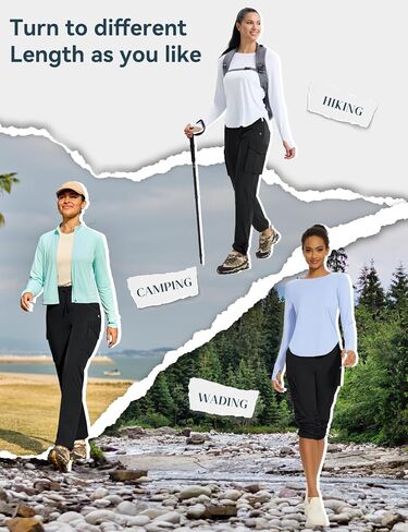 Women's Hiking Pants Lightweight Cargo Quick Dry Water Resistant UPF50+ Travel Outdoor Work Pants Safari Pockets in Saudi Arabia