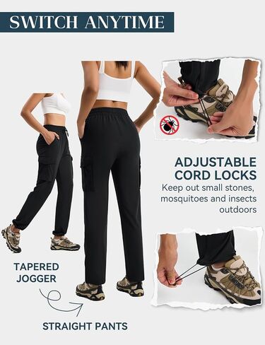 Women's Hiking Pants Lightweight Cargo Quick Dry Water Resistant UPF50+ Travel Outdoor Work Pants Safari Pockets in Saudi Arabia
