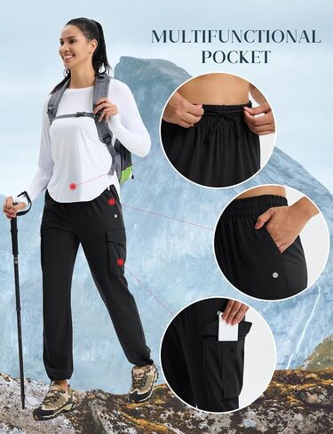 Women's Hiking Pants Lightweight Cargo Quick Dry Water Resistant UPF50+ Travel Outdoor Work Pants Safari Pockets in Saudi Arabia