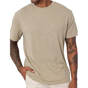Men's T-Shirts Casual Knit Short Sleeve Crewneck Shirts Crewneck Shirts Knitted Pullover Tees in Kuwait