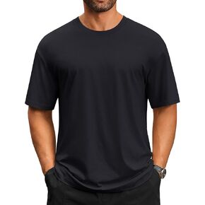 Cotrasen Men's T-Shirt Curve Hem UPF 50+ Moisture Wicking Cooling Short Sleeve Casual Slightly Loose Solid Basic Tee Tops in Kuwait