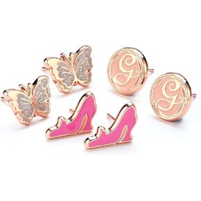 Wicked Glinda Set of 3 Stud Earrings - Butterfly, Glinda's Shoes & Glinda 'G', One Size, Zinc, No Gemstone in Saudi Arabia