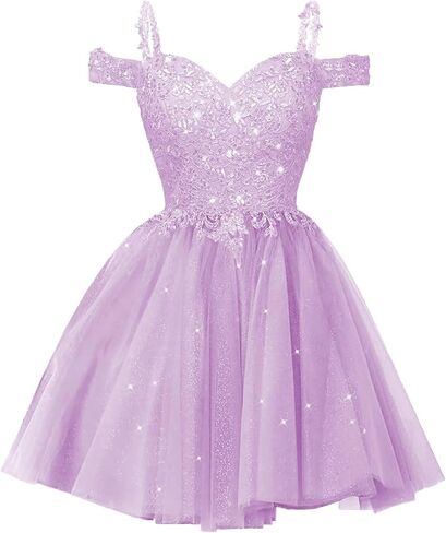 Sparkly Lace Applique Homecoming Dresses for Teens Short A-Line Puffy Glitter Tulle Formal Prom Dress in Saudi Arabia