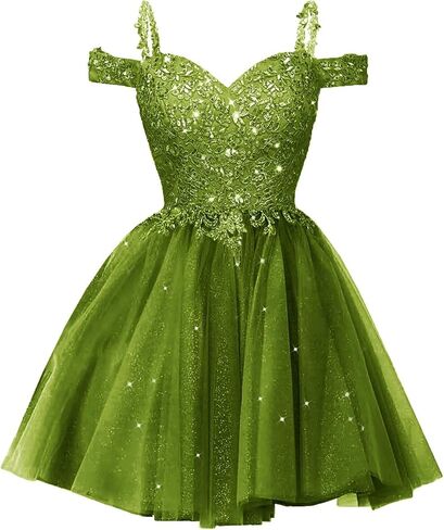 Sparkly Lace Applique Homecoming Dresses for Teens Short A-Line Puffy Glitter Tulle Formal Prom Dress in Saudi Arabia