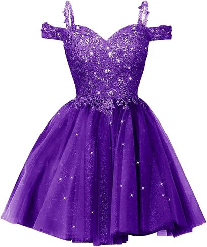 Sparkly Lace Applique Homecoming Dresses for Teens Short A-Line Puffy Glitter Tulle Formal Prom Dress in Saudi Arabia