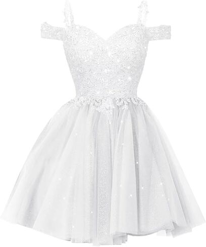 Sparkly Lace Applique Homecoming Dresses for Teens Short A-Line Puffy Glitter Tulle Formal Prom Dress in Saudi Arabia
