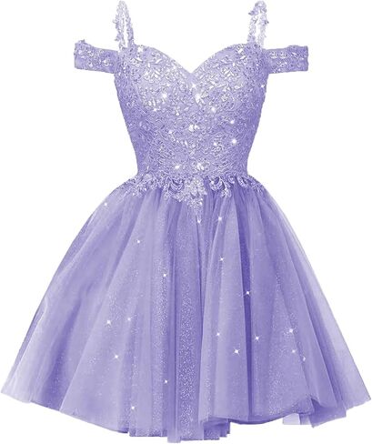 Sparkly Lace Applique Homecoming Dresses for Teens Short A-Line Puffy Glitter Tulle Formal Prom Dress in Saudi Arabia