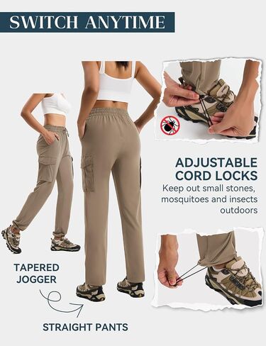 Women's Hiking Pants Lightweight Cargo Quick Dry Water Resistant UPF50+ Travel Outdoor Work Pants Safari Pockets in Saudi Arabia