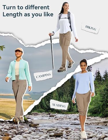 Women's Hiking Pants Lightweight Cargo Quick Dry Water Resistant UPF50+ Travel Outdoor Work Pants Safari Pockets in Saudi Arabia