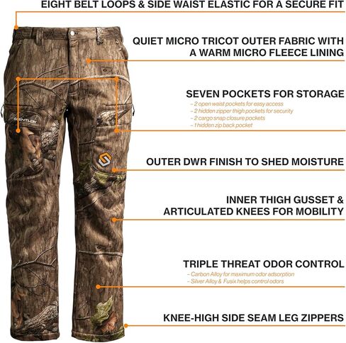سراويل صيد في منتصف الوزن من Scentlok Ridge للرجال-التحكم في الرائحة ، نسيج مائي ، صامت صامت ، 7 جيوب in Kuwait