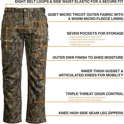 ScentLok Ridge Midweight Hunting Pants for Men – Odor Control, Water-Repellent, Fleece-Lined, Silent Fabric, 7-Pockets in Saudi Arabia