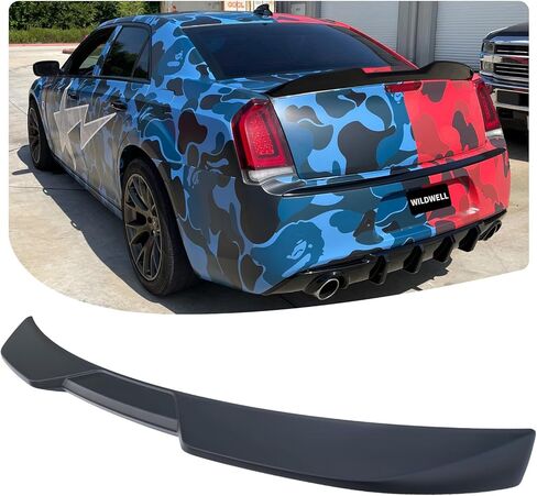 WildWell Rear Trunk Spoiler for 2011-2023 Chrysler 300 300C 300S Touring Limited, Rear Spoiler Highkick Duckbill Style Wing ABS Material Carbon Fiber Painted in Kuwait