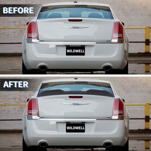 WildWell Rear Trunk Spoiler for 2011-2023 Chrysler 300 300C 300S Touring Limited, Rear Spoiler Highkick Duckbill Style Wing ABS Material Carbon Fiber Painted in Kuwait
