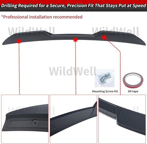 WildWell Rear Trunk Spoiler for 2011-2023 Chrysler 300 300C 300S Touring Limited, Rear Spoiler Highkick Duckbill Style Wing ABS Material Carbon Fiber Painted in Kuwait