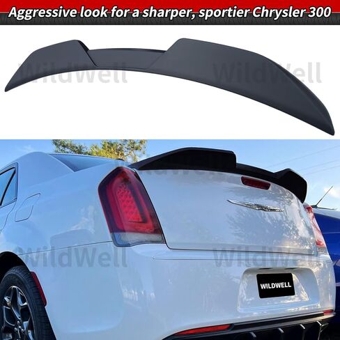 WildWell Rear Trunk Spoiler for 2011-2023 Chrysler 300 300C 300S Touring Limited, Rear Spoiler Highkick Duckbill Style Wing ABS Material Carbon Fiber Painted in Kuwait