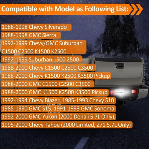 Bestview LED License Plate Light Lamp with Chrome Housing For 1988-1999 Chevy GMC Silverado Sierra C/K Series 1500 2500 3500 Suburban Blazer S10 Tahoe Yukon Sonoma S15 Truck Tag Lights Assembly in Saudi Arabia
