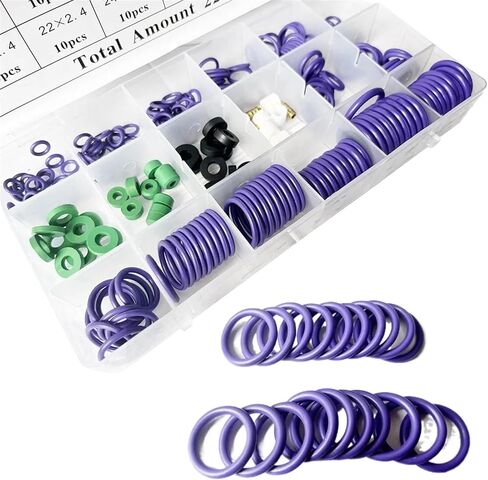 225pcs NBR O الحلقات المحددة للسيارة A/C System R22/R134A تكييف الهواء ضاغط الختم O-R-Ring Gaskets أداة إصلاح المطاط (225 ٪ مع السنانير) in Saudi Arabia