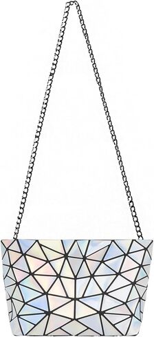 Goclothod Fashion Holographic Laser Shoulder Bag Geometric Envelope Clutch Chain Crossbody Purse in Kuwait