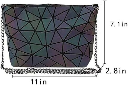 Goclothod Fashion Holographic Laser Shoulder Bag Geometric Envelope Clutch Chain Crossbody Purse in Kuwait