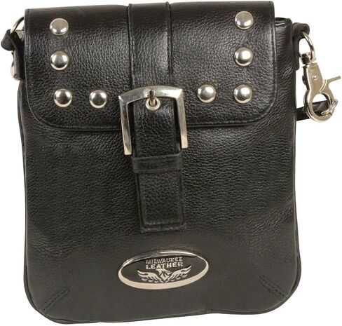 Milwaukee Leather MP8805 Women's Black Small Leather Studded Shoulder Bag in Saudi Arabia