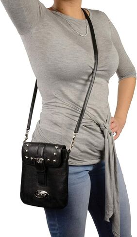 Milwaukee Leather MP8805 Women's Black Small Leather Studded Shoulder Bag in Saudi Arabia