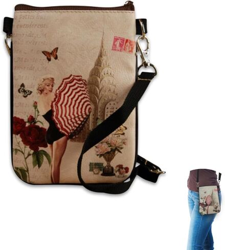 Marilyn Monroe Bag - Mini Crossbody Presh for Women ، حقيبة كتف من القماش خفيفة الوزن ، حقيبة يدوية صغيرة للأزياء ، 4.7 "× 6.6" ، المحافظ اللطيفة للنساء ، هدية عتيقة in Saudi Arabia